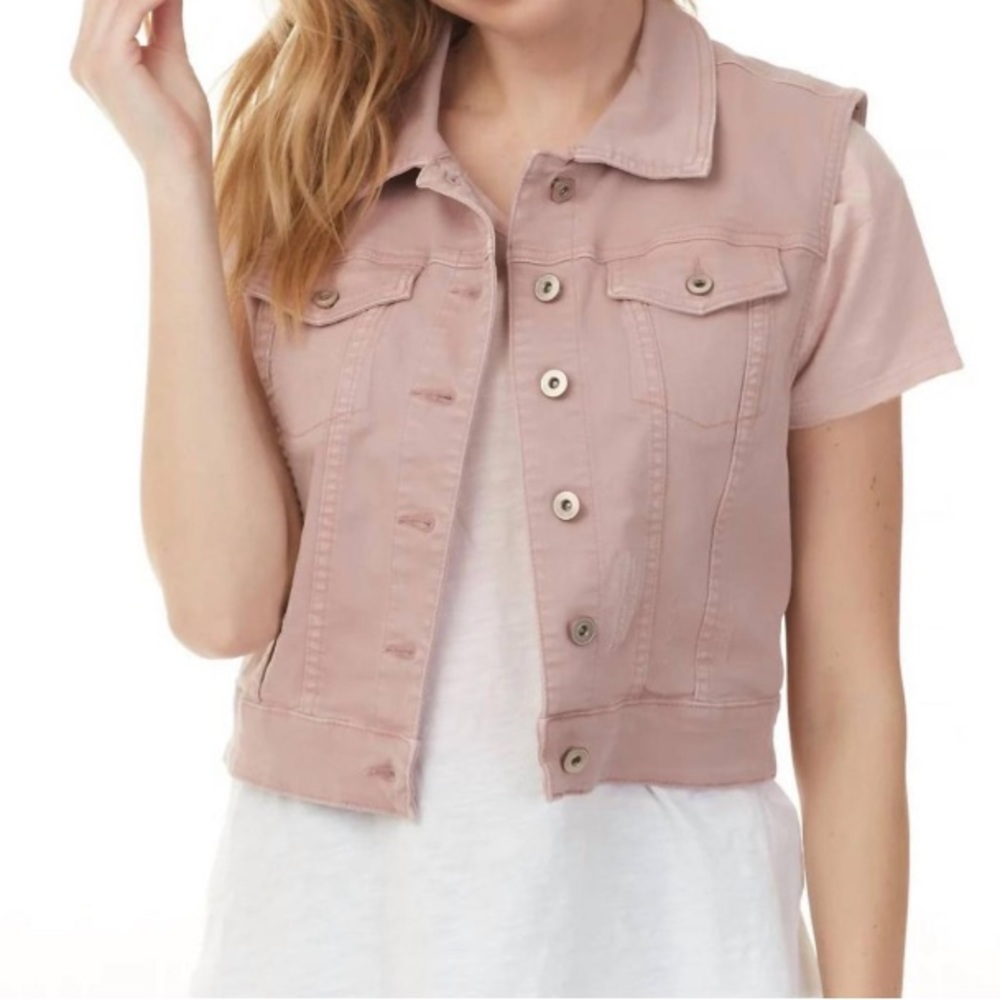 Charlie B Color Twill Vest in Pink NWT